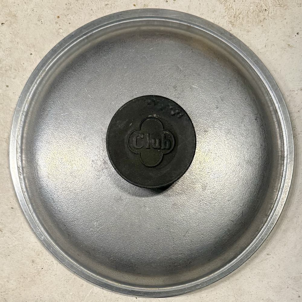 VTG 70s 1970s Club MCM Round Aluminum Silver Replacement Lid  7" Diameter